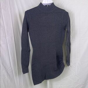 SER.O.YA Michi asymmetrical ruched long sleeve mock neck knit top gray small